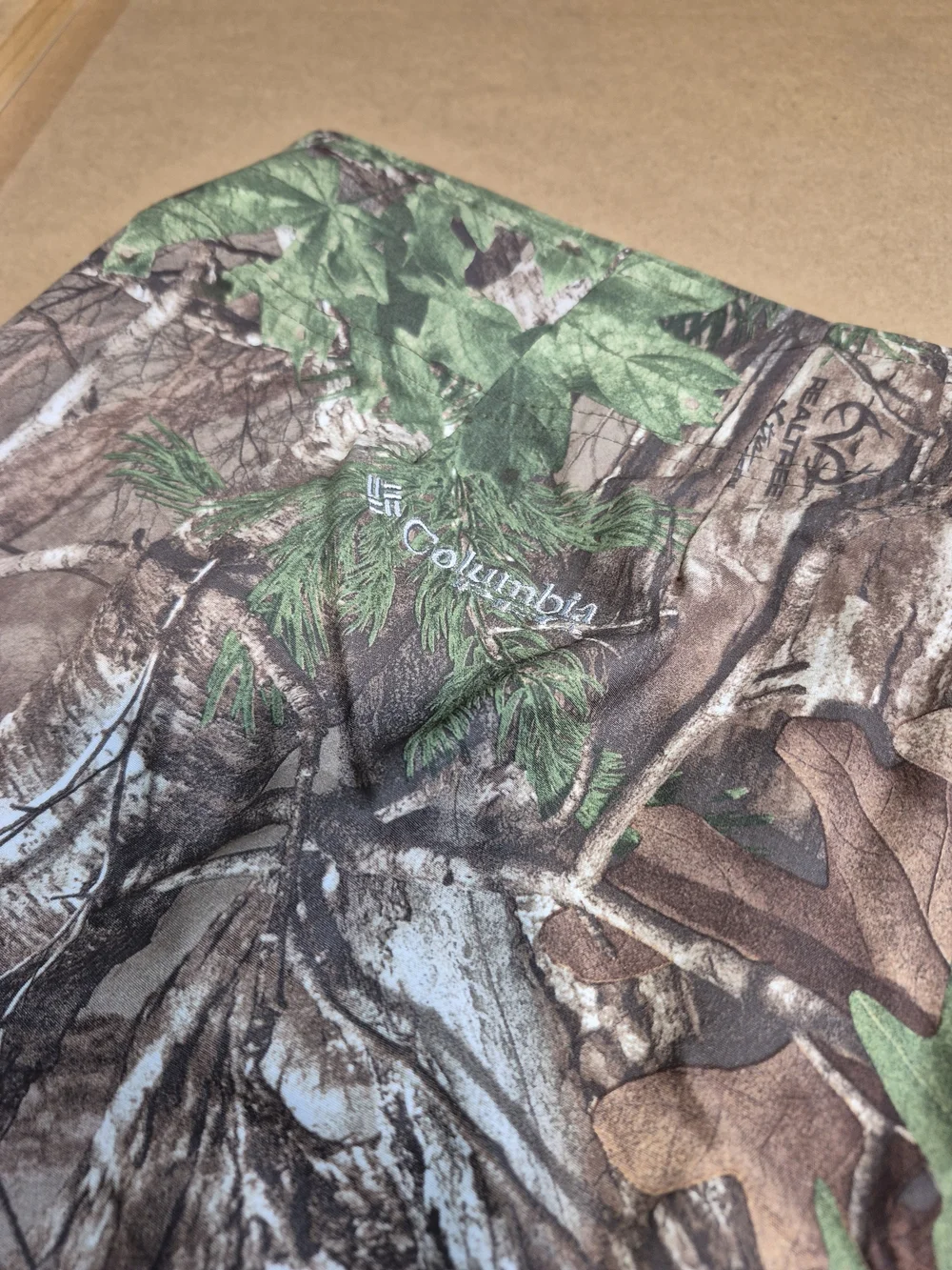 Men's Camo Green and Brown Swim Board Shorts - Drawstring Waist 4551
